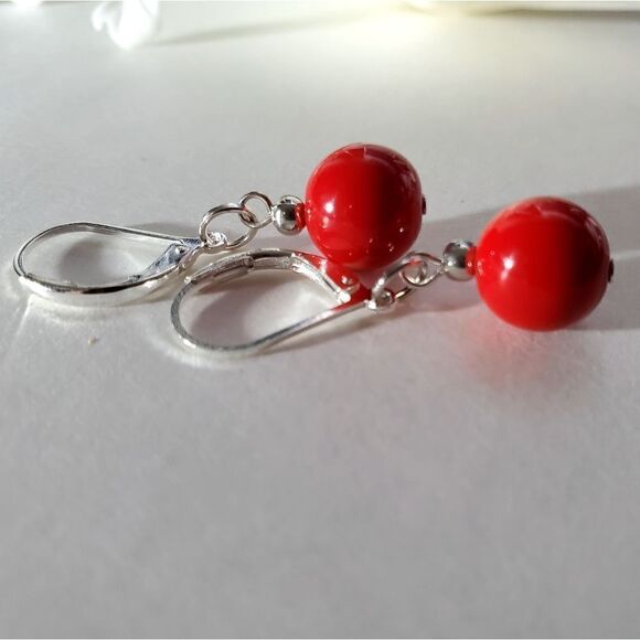 Red 10mmSouth Sea Shell Pearl 4 Piece Set Earrings, Bracelet 925 Clasp - Picture 4 of 5